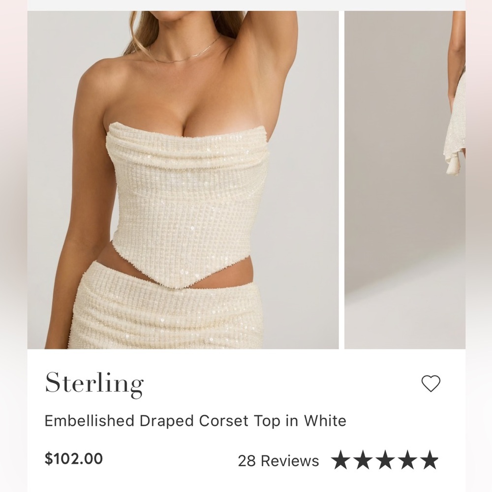 Oh Polly White Embellished Sterling Draped Corset Top